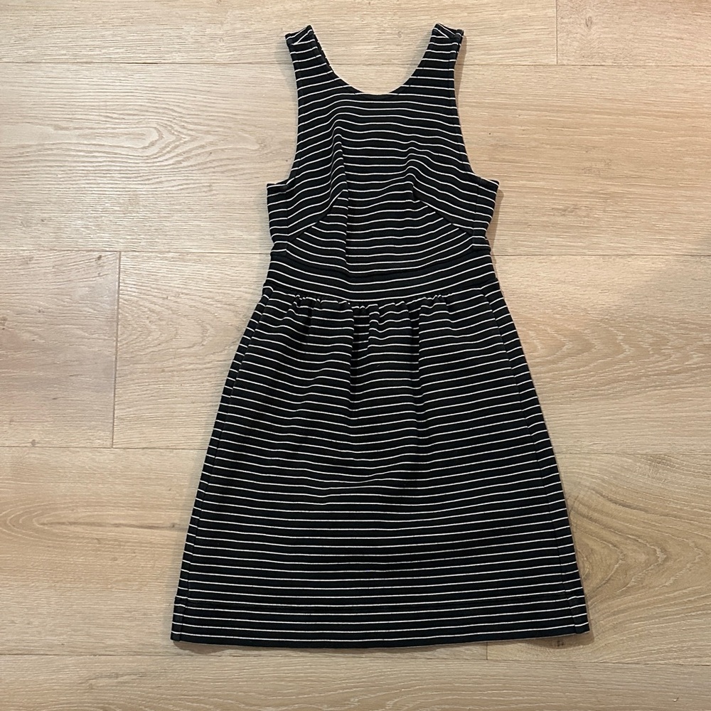 Madewell Black and White Striped Midi Dress